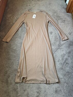 Inherit Sola Knit Maxi Dress Long Sleeve Taupe Beige Stretch SIZE 1XL